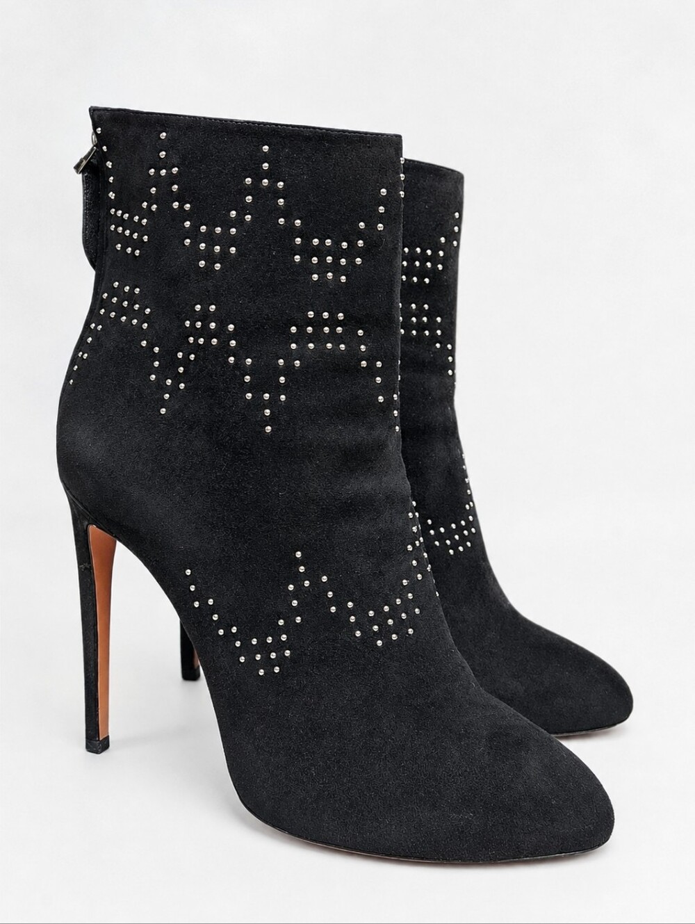 ALAIA | Black Suede Studded Stiletto Ankle Boots Size EU 40 / US 10